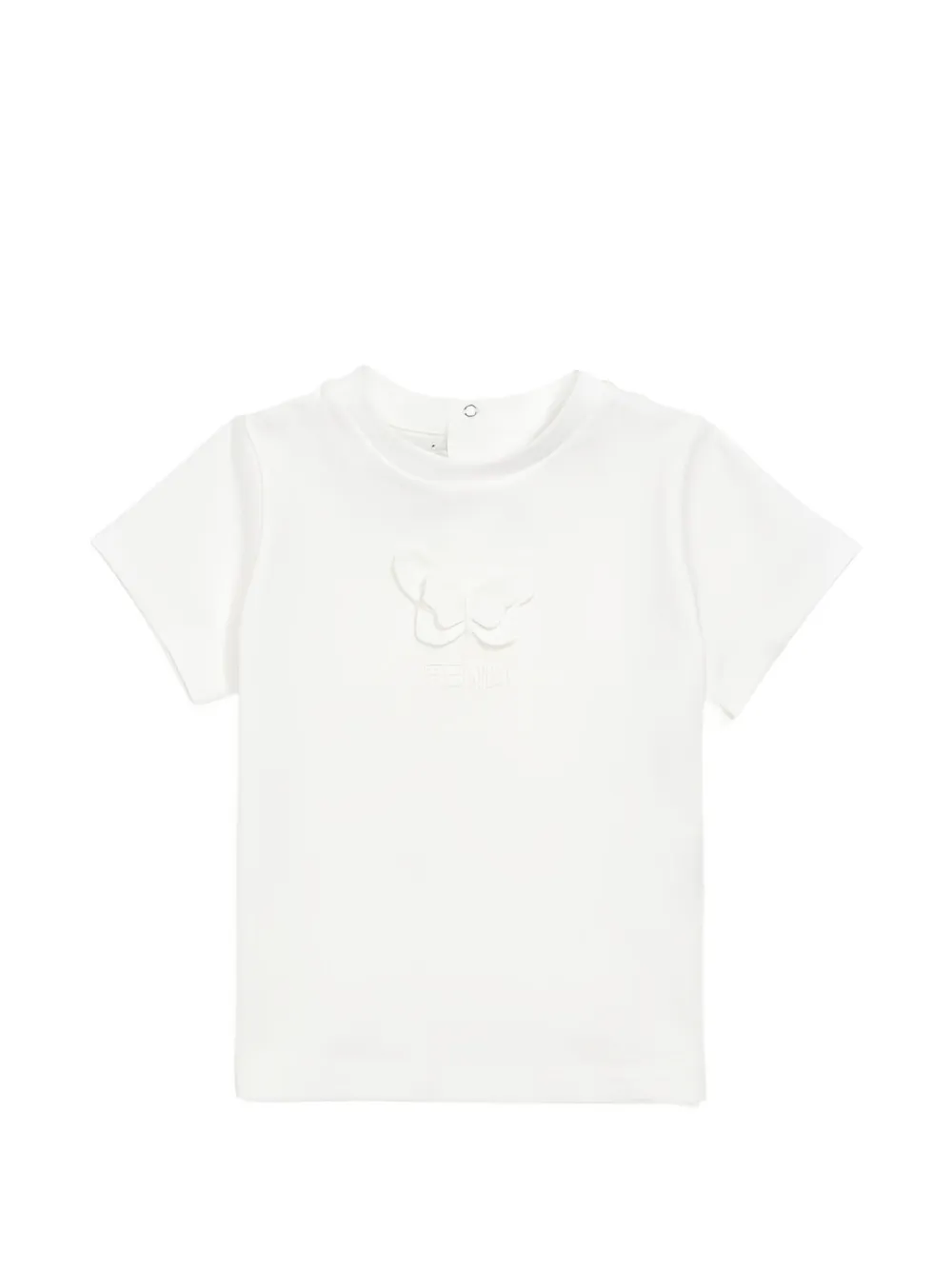 Fendi Kids butterfly-patch embroidered T-shirt - Bianco