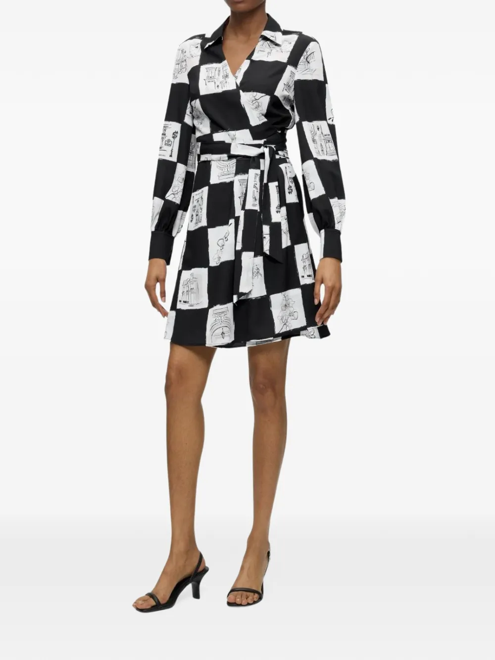 Karl Lagerfeld Mini-wikkeljurk met print Zwart