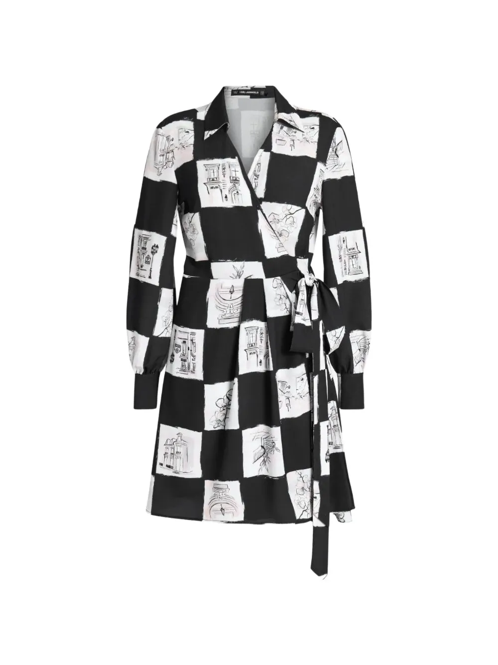 Karl Lagerfeld Mini-wikkeljurk met print Zwart