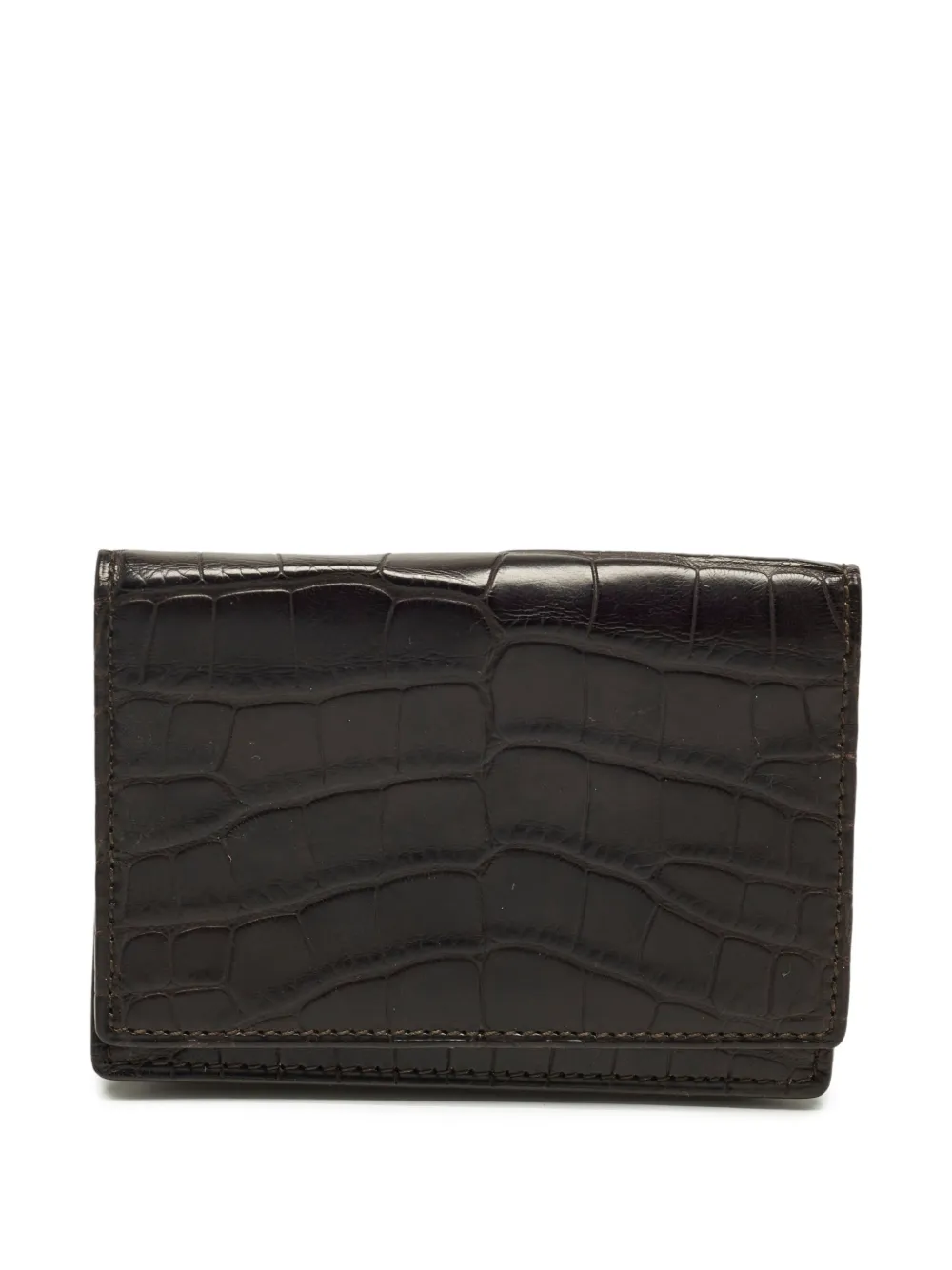 Smythson croc-embossed flap card case - Marrone