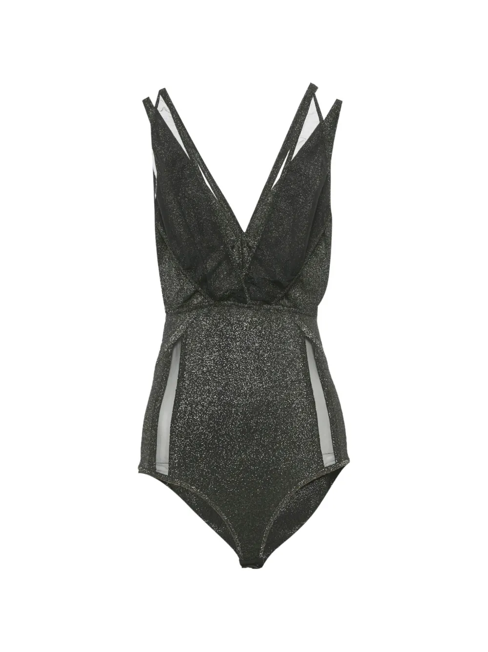 Pre-owned Elie Saab Lurex Tulle-trim Bodysuit In Black