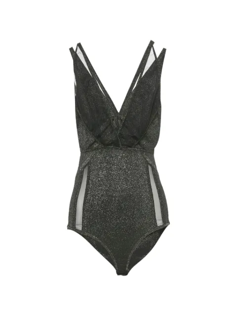 Elie Saab Lurex tulle-trim bodysuit