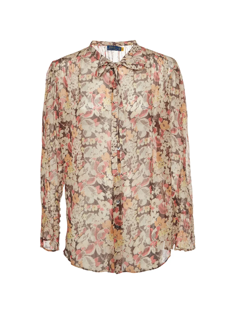 Polo Ralph Lauren Vintage floral-print pussy-bow blouse - Toni neutri
