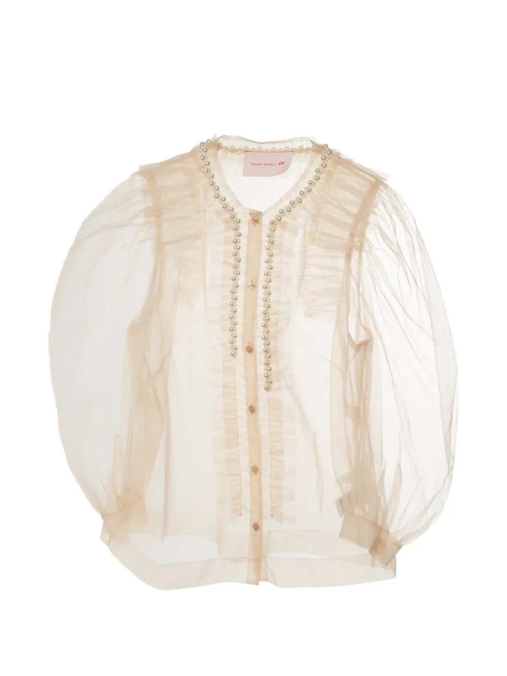 Simone Rocha x H&M pearl-embellished ruffled blouse - Neutrals