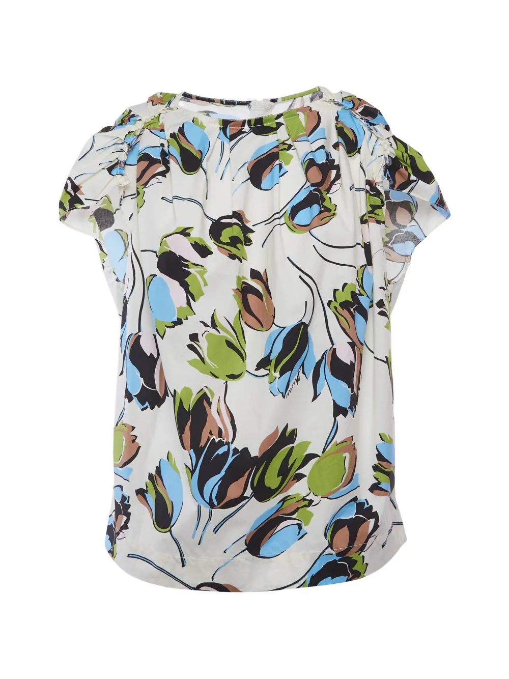 Marni Pre-Owned floral-print pleated blouse - Bianco