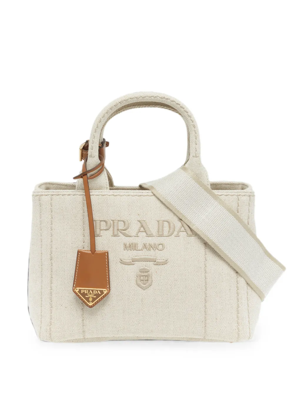 Prada Pre-Owned small Jardinière embroidered tote bag - Bianco