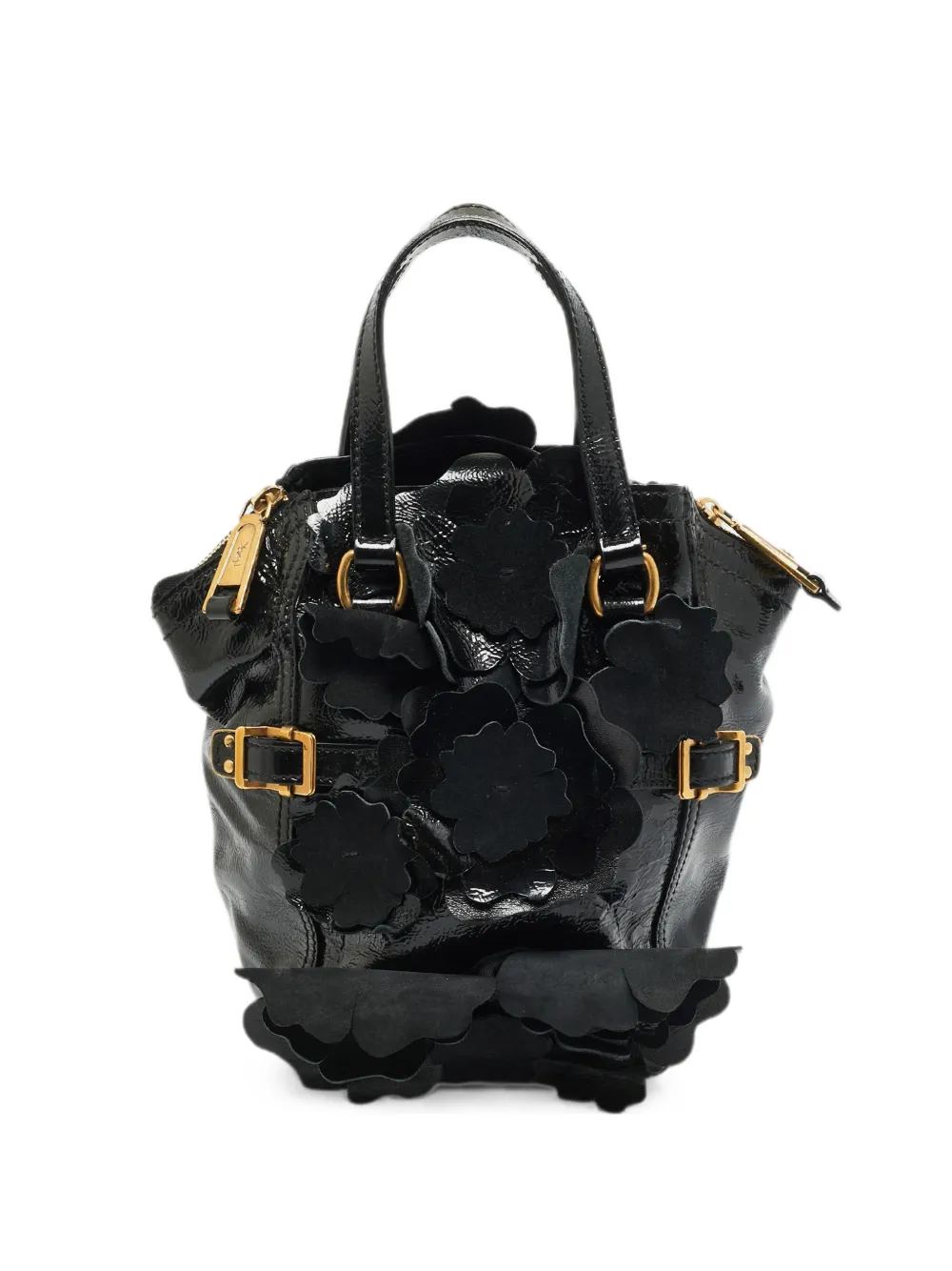 Saint Laurent Pre-Owned mini Downtown floral-appliqué tote bag - Nero