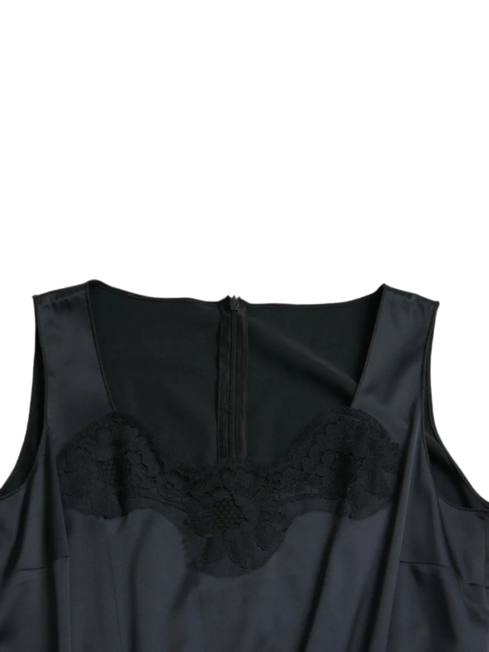 Dolce & Gabbana Jurk met kanten afwerking en satijnen afwerking Zwart