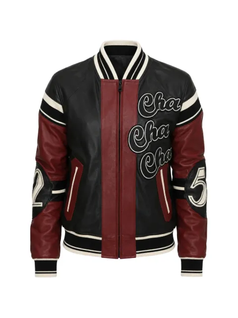 Dolce & Gabbana colour-block leather bomber jacket
