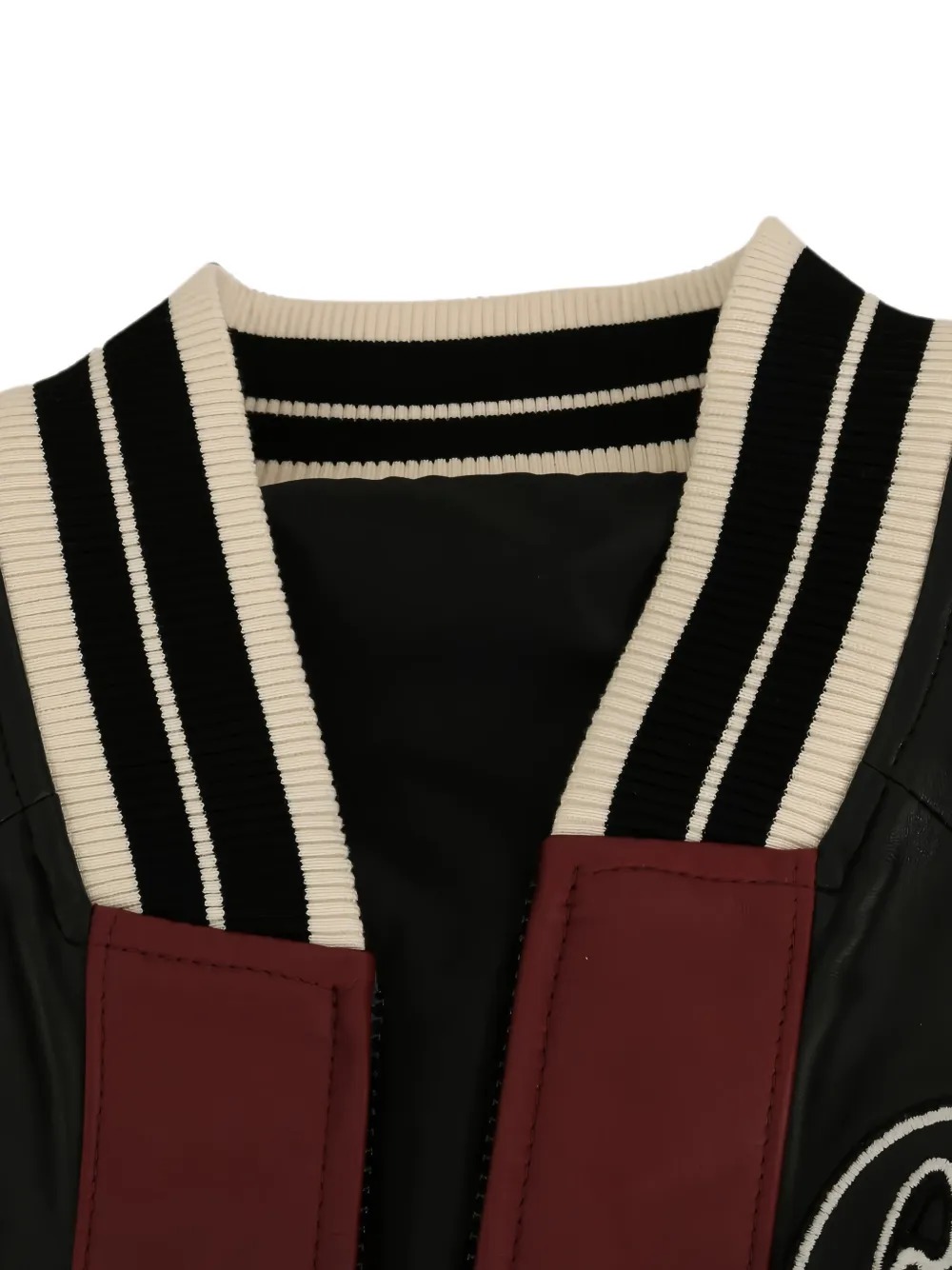 Dolce & Gabbana Leren bomberjack met colourblocking Zwart