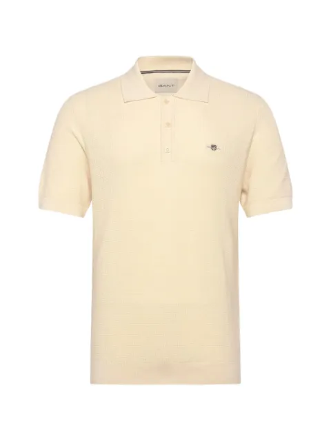 Gant waffle-knit embroidered-logo polo shirt