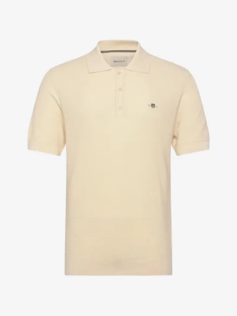 Gant waffle-knit embroidered-logo polo shirt