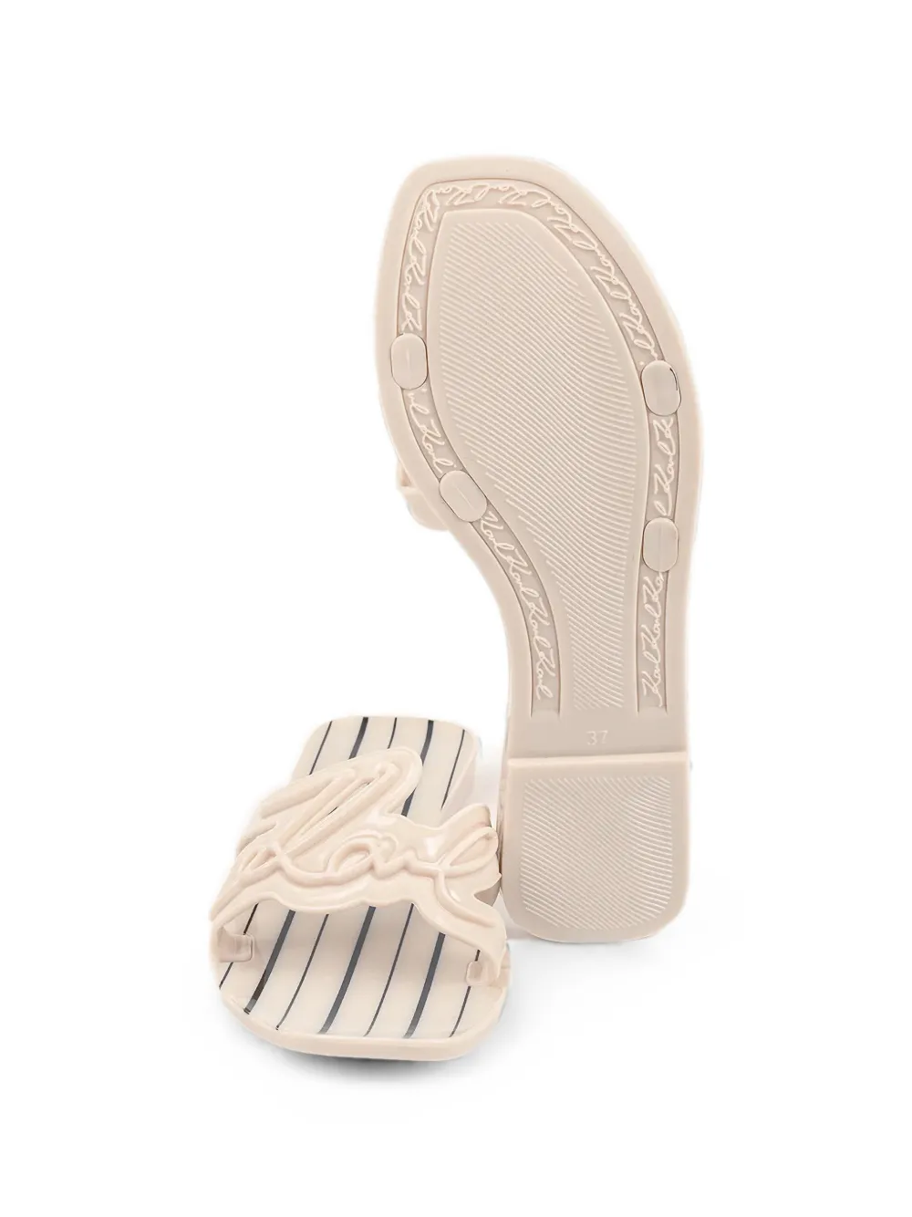 Karl Lagerfeld logo-cutout striped slides Beige
