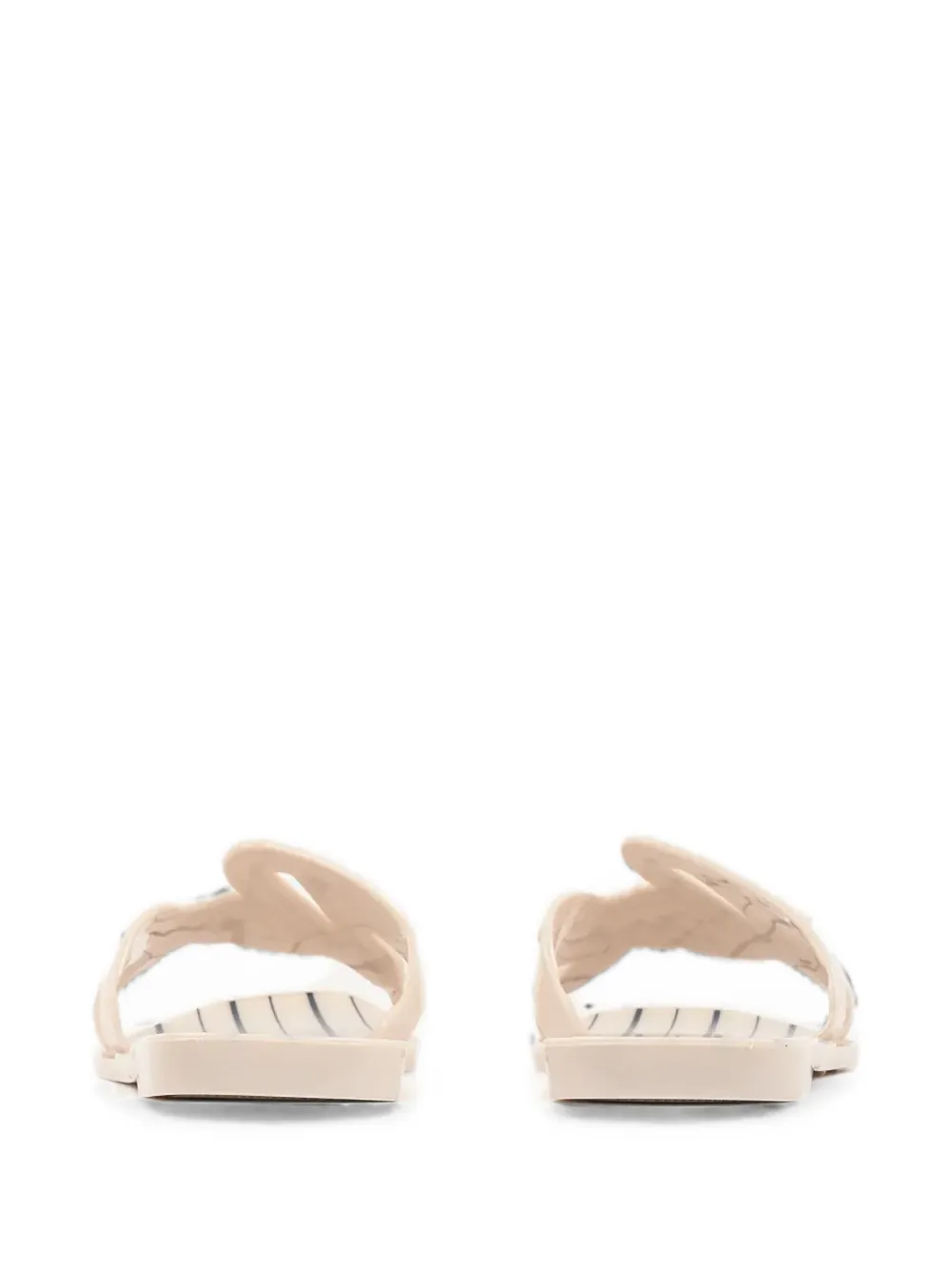 Karl Lagerfeld logo-cutout striped slides Beige