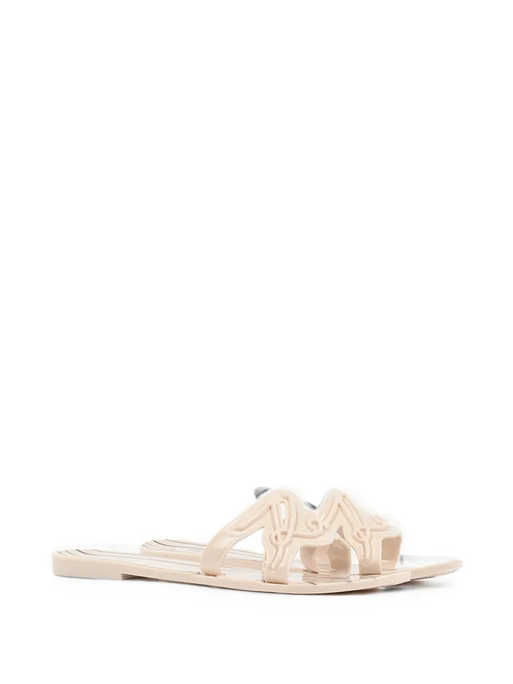 Karl Lagerfeld logo-cutout striped slides Beige