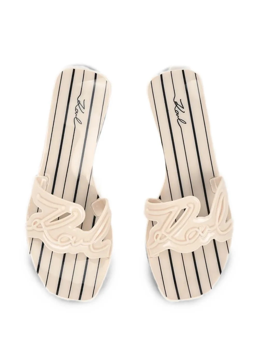 Karl Lagerfeld logo-cutout striped slides Beige