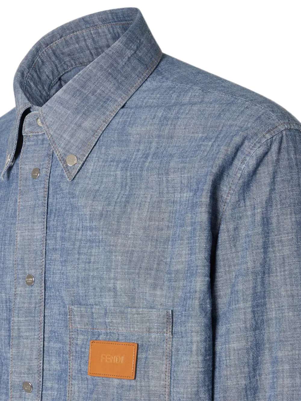 FENDI Overhemd met logopatch Blauw