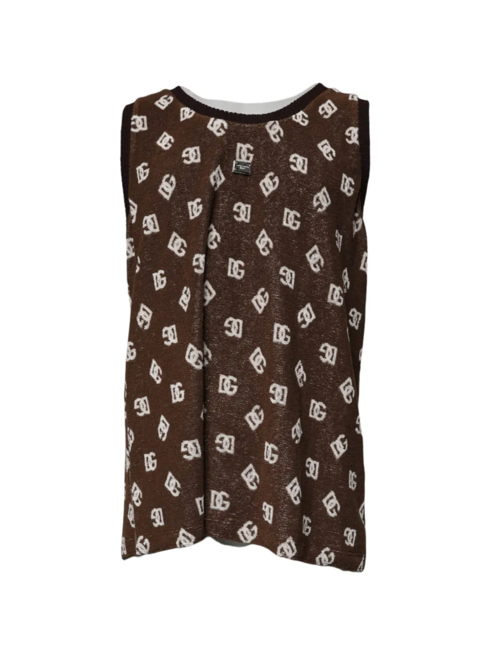 Dolce & Gabbana Canotta con placca logo - Marrone