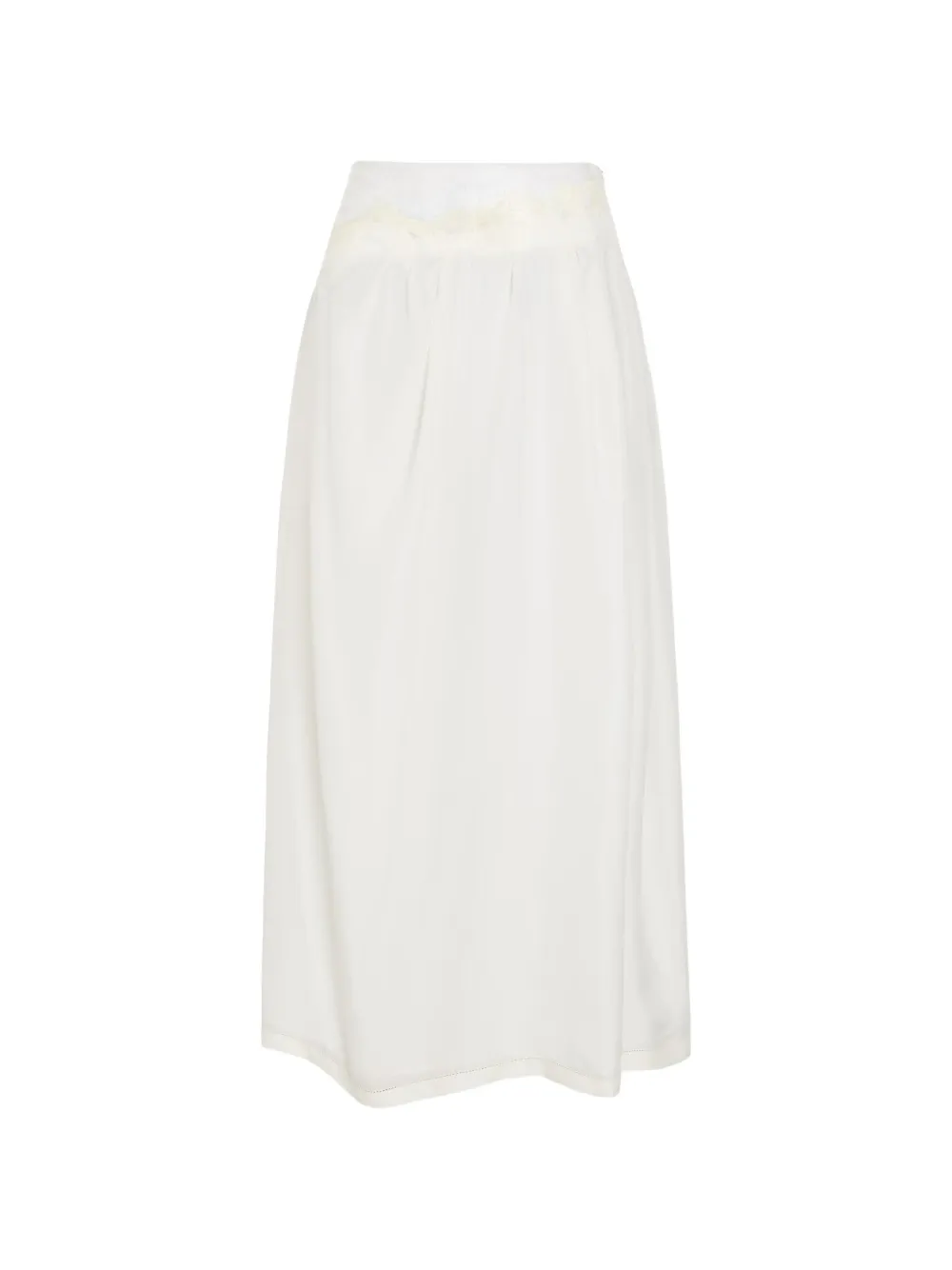 Maison Margiela lace-trim pleated midi skirt - White