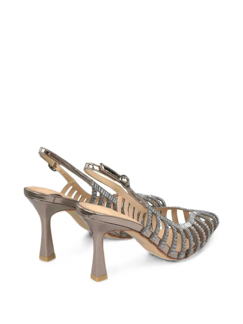 ALMA EN PENA Salon crystal-embellished cage-style pumps Zilver