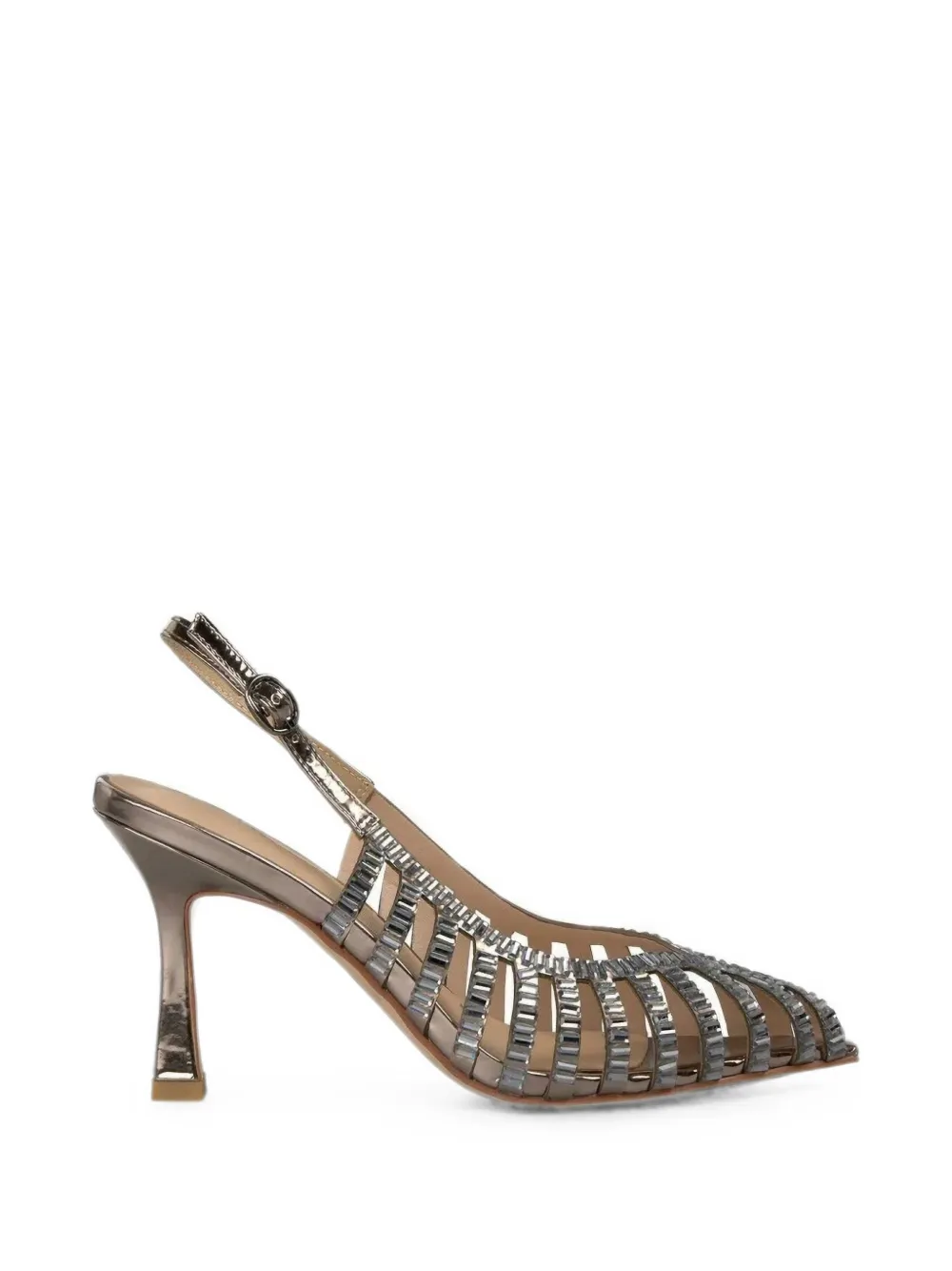 ALMA EN PENA Salon crystal-embellished cage-style pumps Zilver