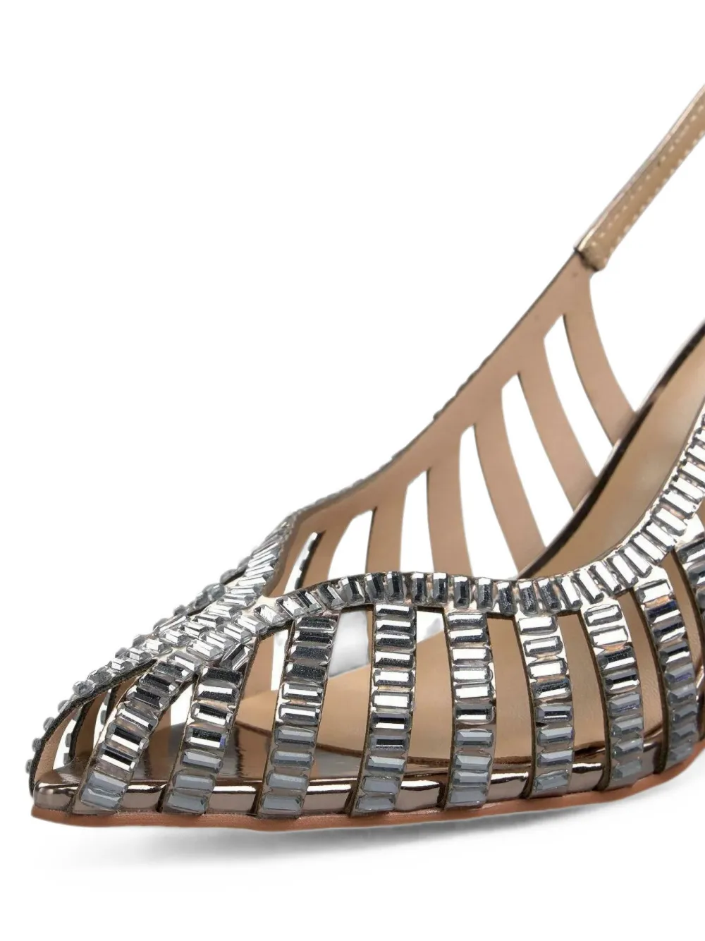 ALMA EN PENA Salon crystal-embellished cage-style pumps Zilver