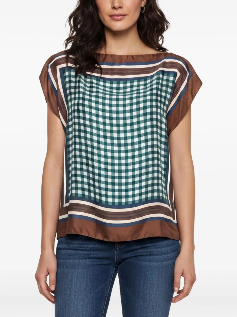 Louis Vuitton Pre-Owned plaid logo-detail blouse - Verde