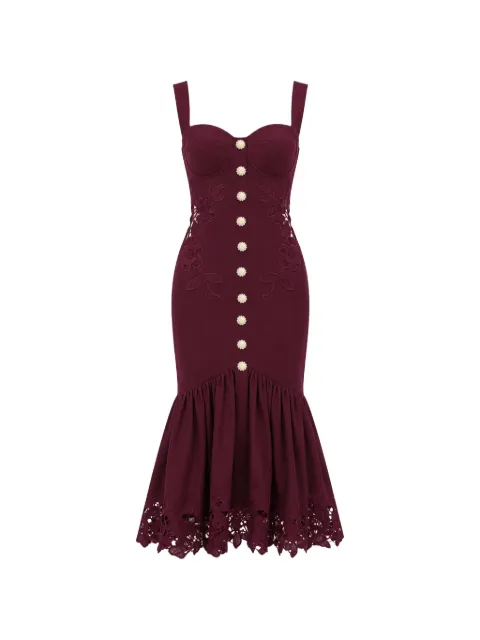 Self-Portrait floral-lace ruffled midi dress