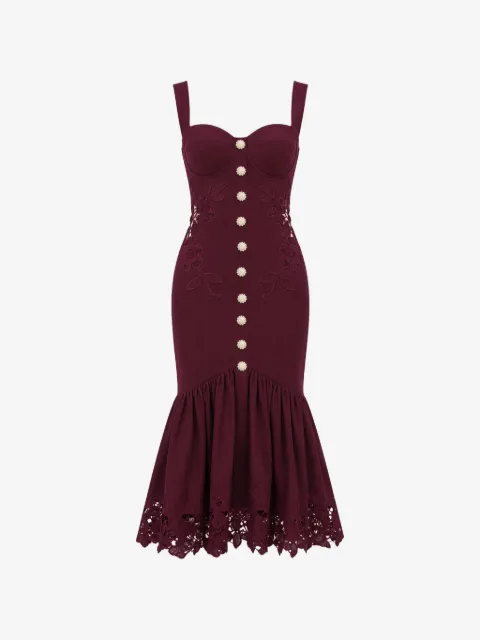 Self-Portrait floral-lace ruffled midi dress