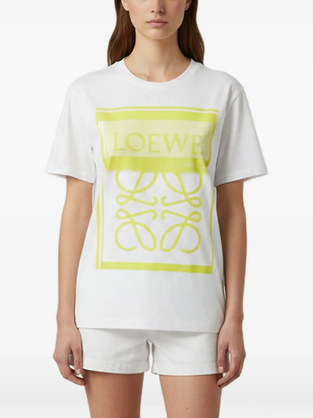 Pre-owned Loewe Anagram Print T-shirt In White