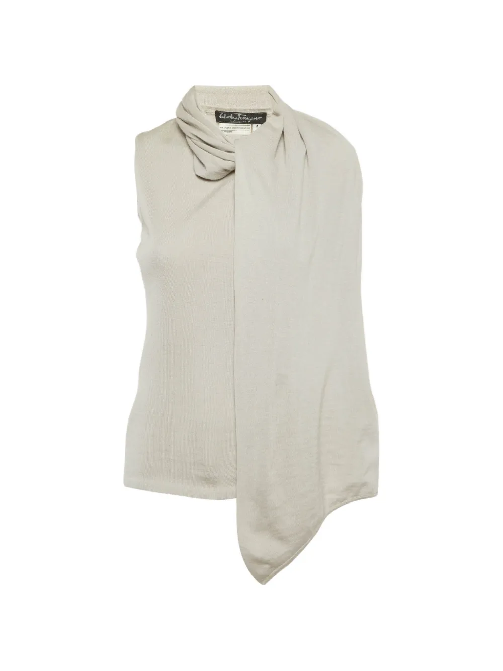 Ferragamo Pre-Owned scarf-detail knitted top - Grigio