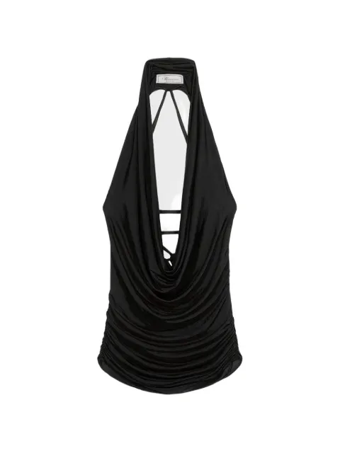 Blumarine top fruncido con cuello en V