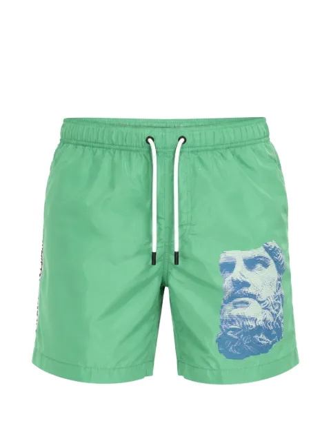 Bikkembergs Greek Bust-print logo-tape swim shorts