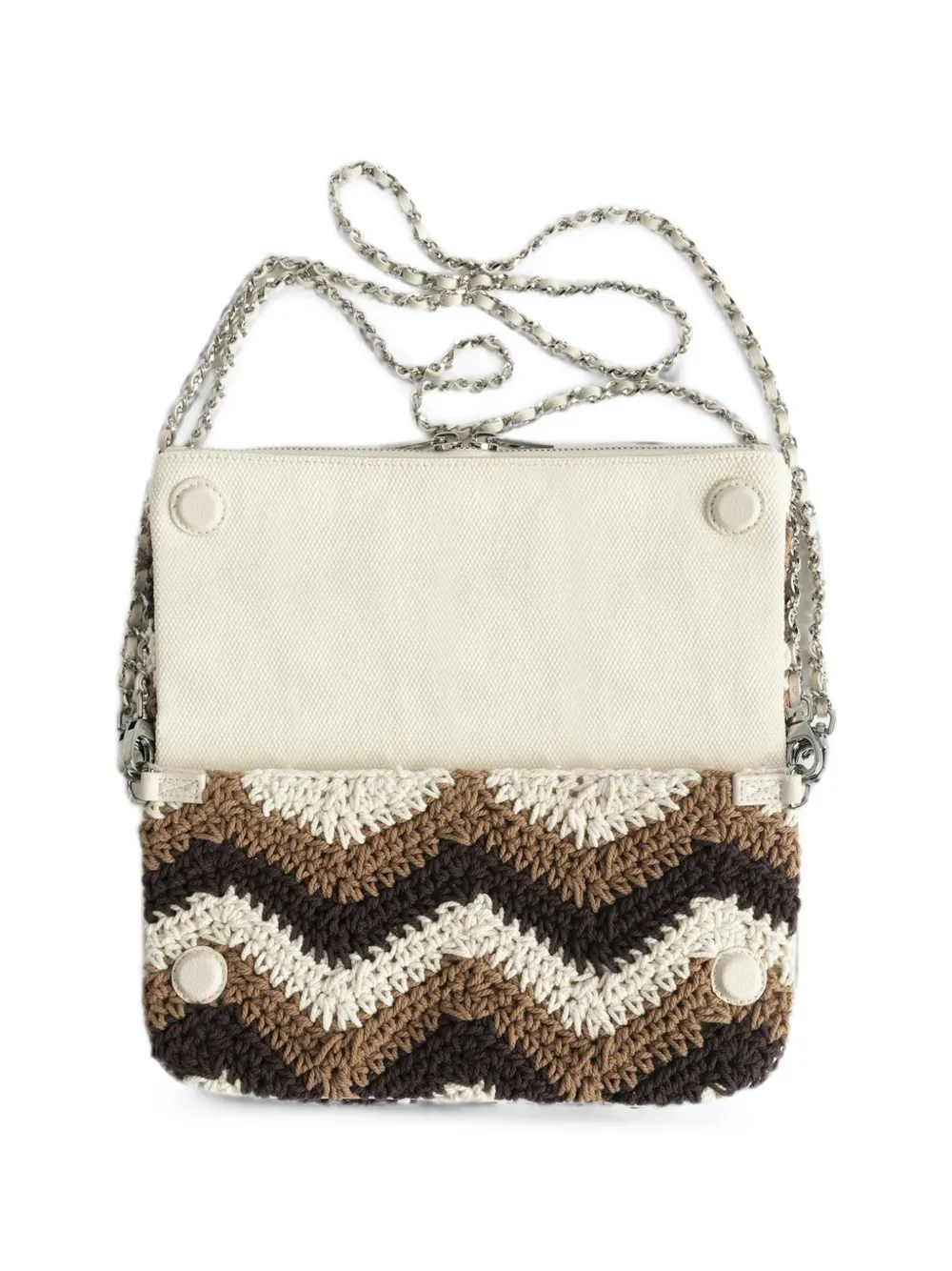 Zadig&Voltaire Rock macramé clutch met chevron-patroon Wit