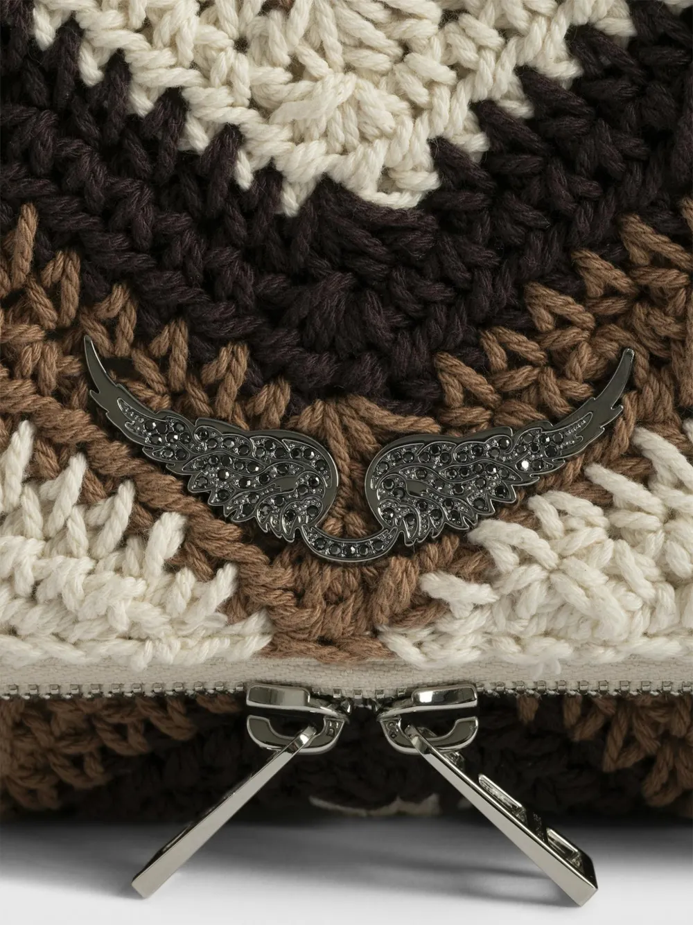 Zadig&Voltaire Rock macramé clutch met chevron-patroon Wit