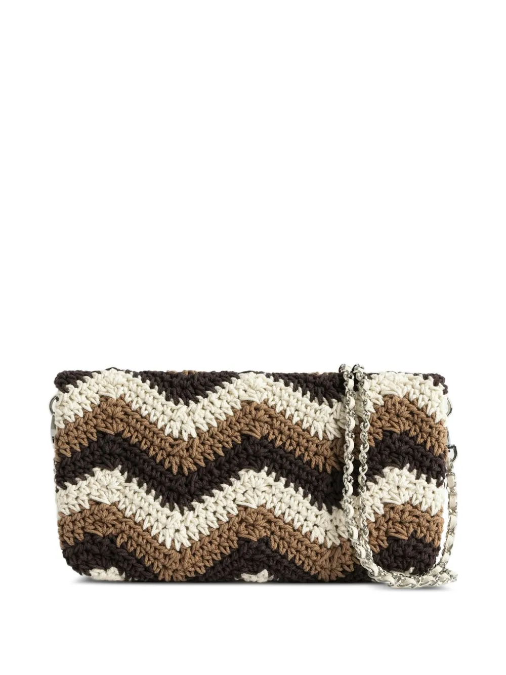 Zadig&Voltaire Rock macramé clutch met chevron-patroon Wit