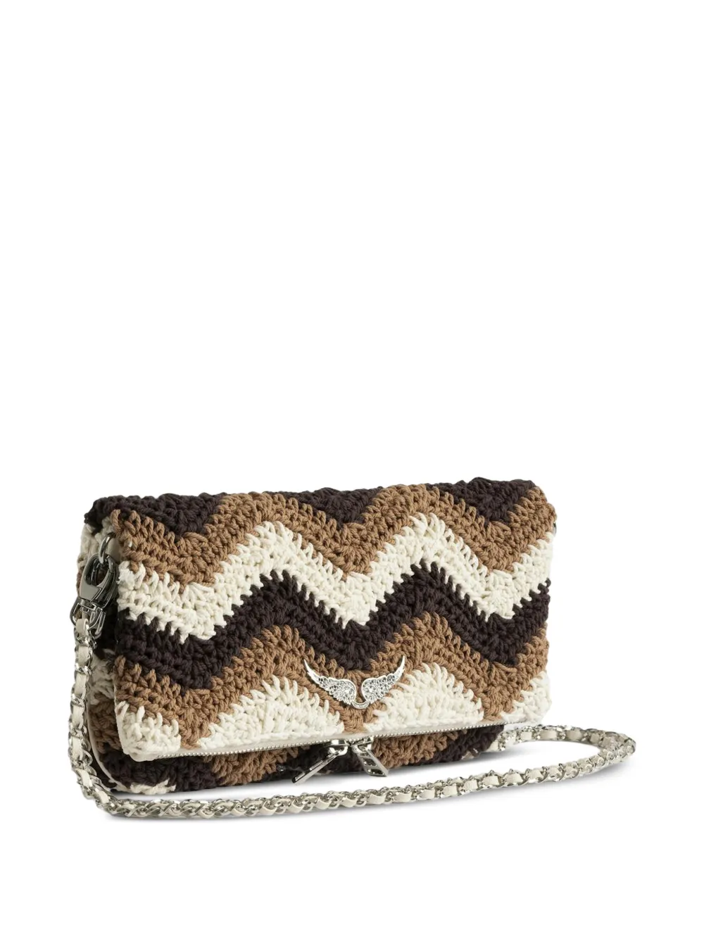 Zadig&Voltaire Rock macramé clutch met chevron-patroon Wit