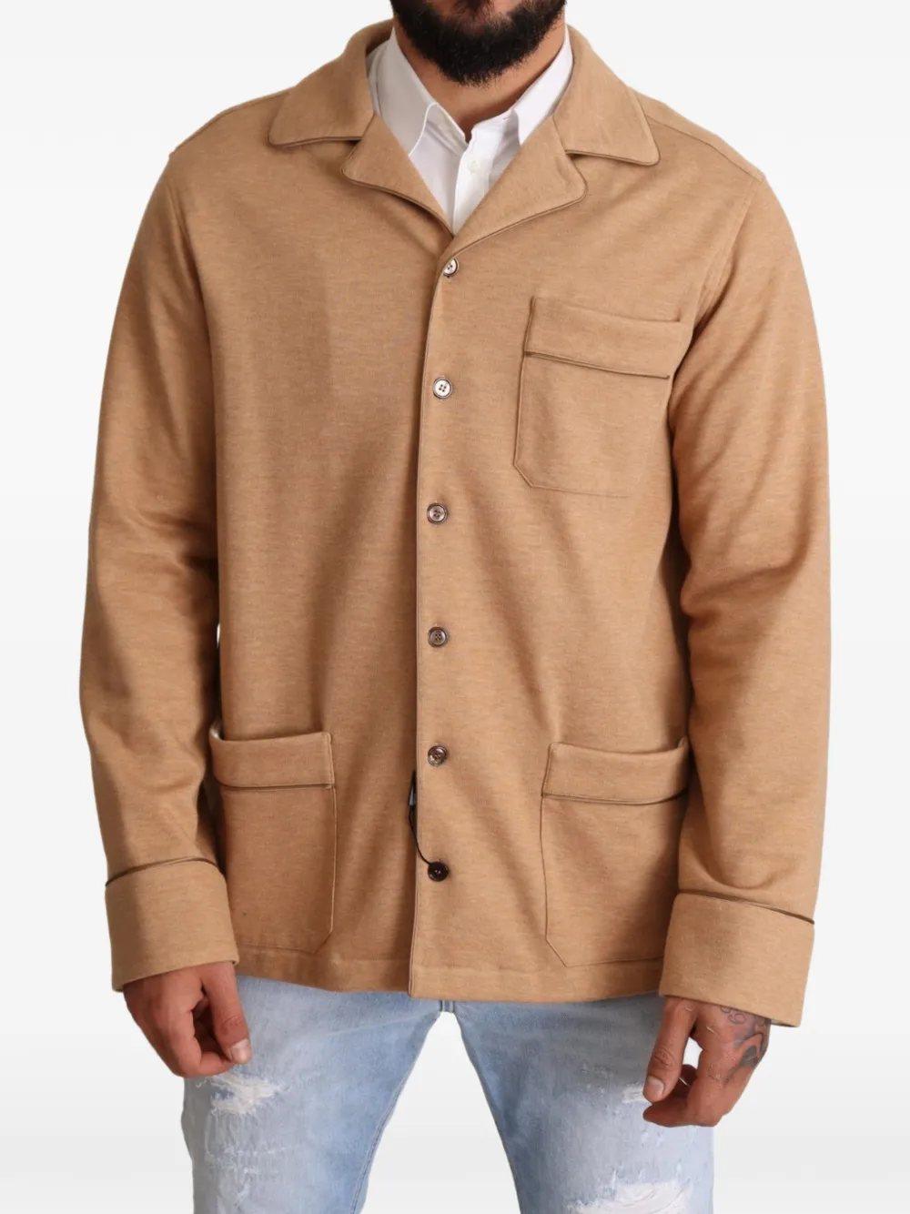Dolce & Gabbana chest-pocket overshirt Beige