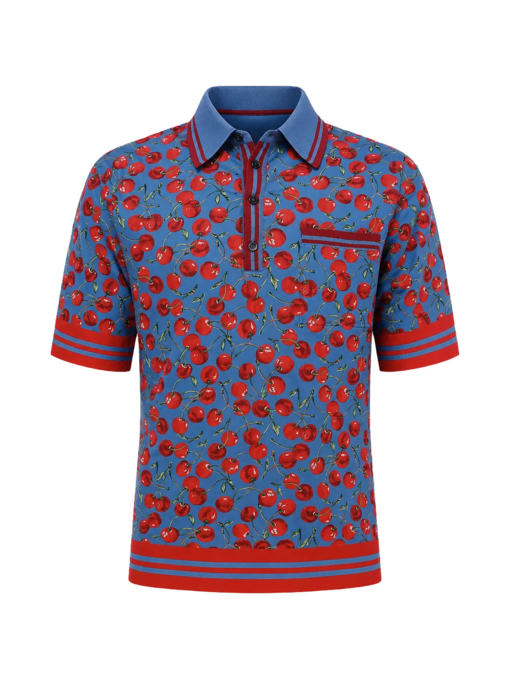 Dolce & Gabbana Poloshirt mit Kirschen-Print - Blau