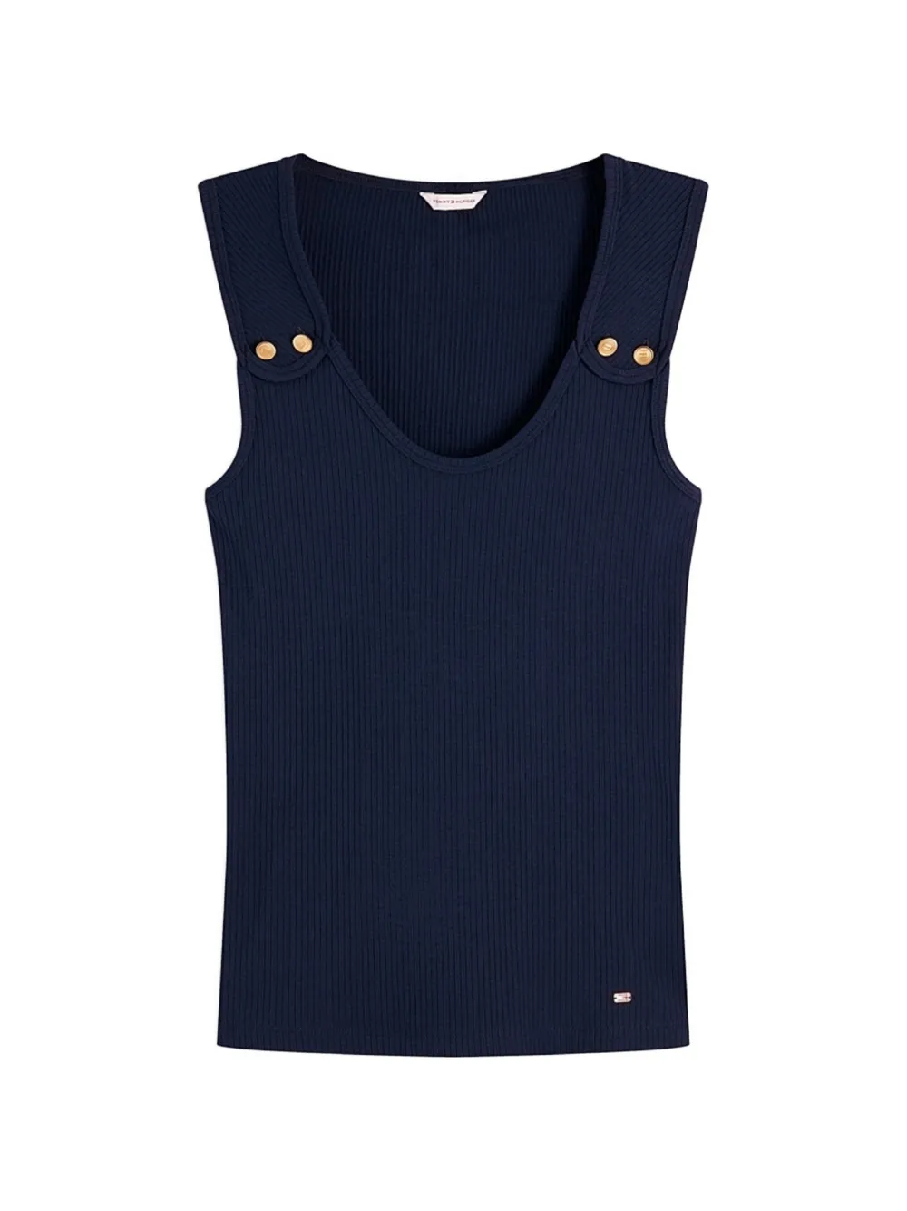 Tommy Hilfiger gold-tone button ribbed tank top Blauw