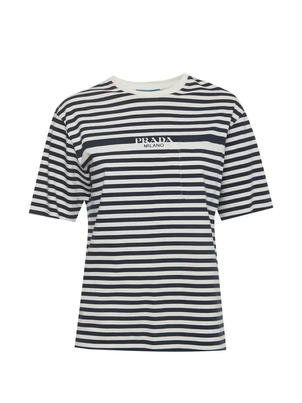 Prada Pre-Owned striped logo-print T-shirt - Blu