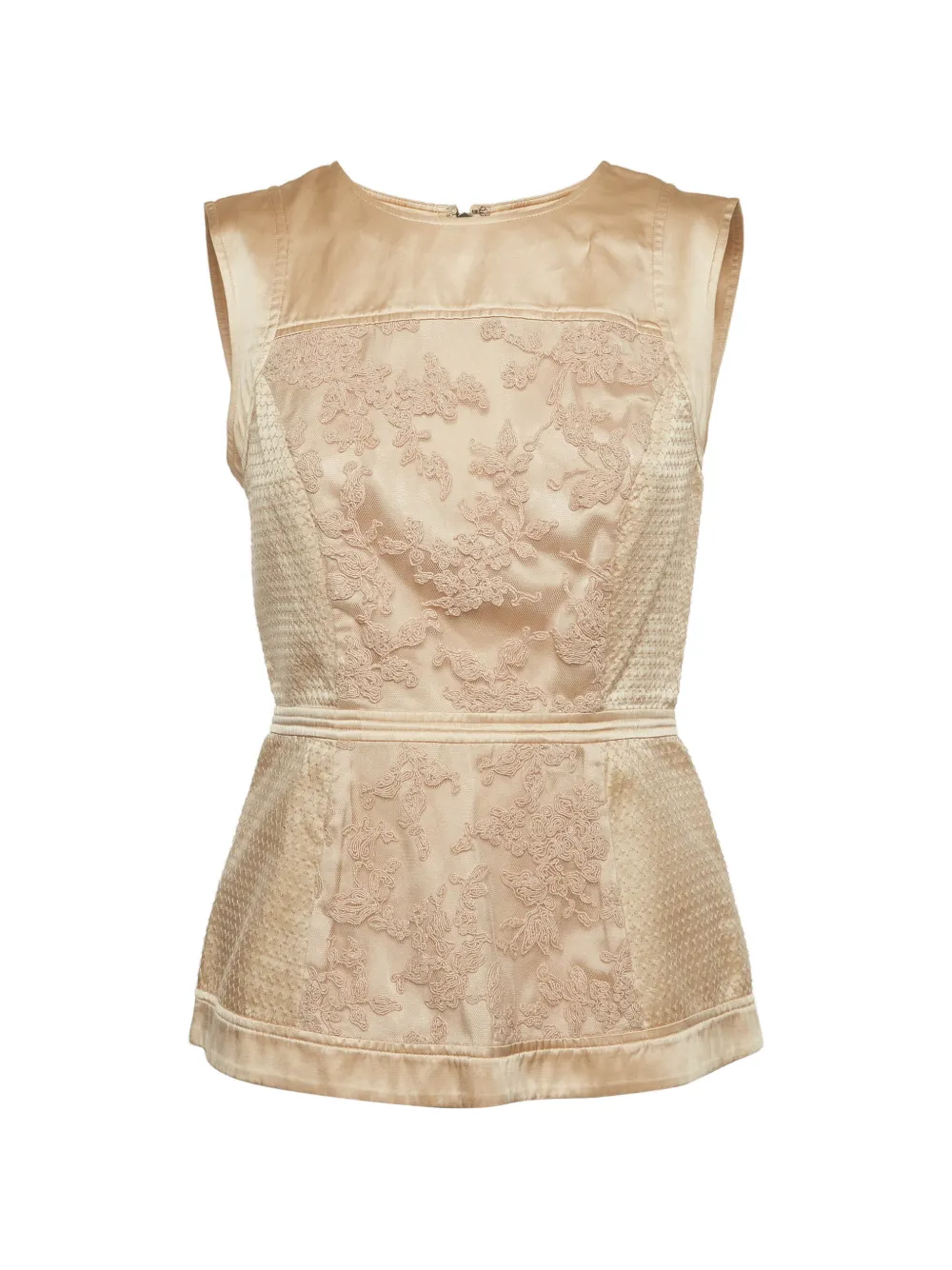 Pre-owned Bcbg Max Azria Sleeveless Peplum Top In Neutral