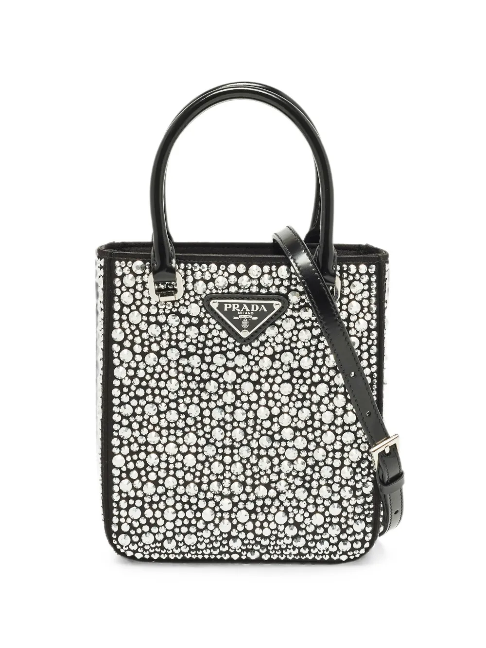 Prada Pre-Owned small Panier crystal-embellished tote bag - Argento