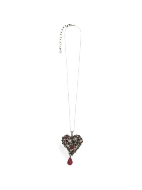 Saint Laurent crystal-embellished heart-pendant necklace