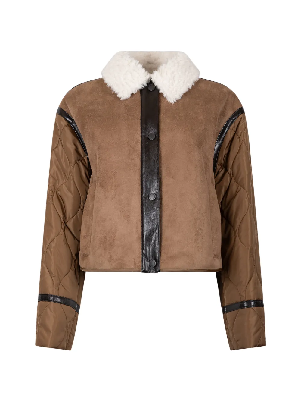 Weekend Max Mara quilted shearling-collar jacket - Marrone