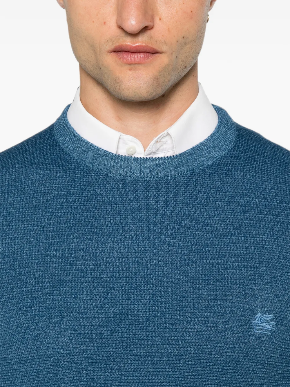 ETRO Trui met geborduurd logo en ronde hals Blauw