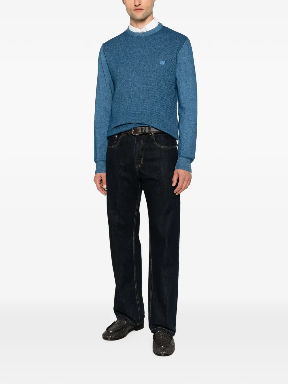 ETRO Trui met geborduurd logo en ronde hals Blauw