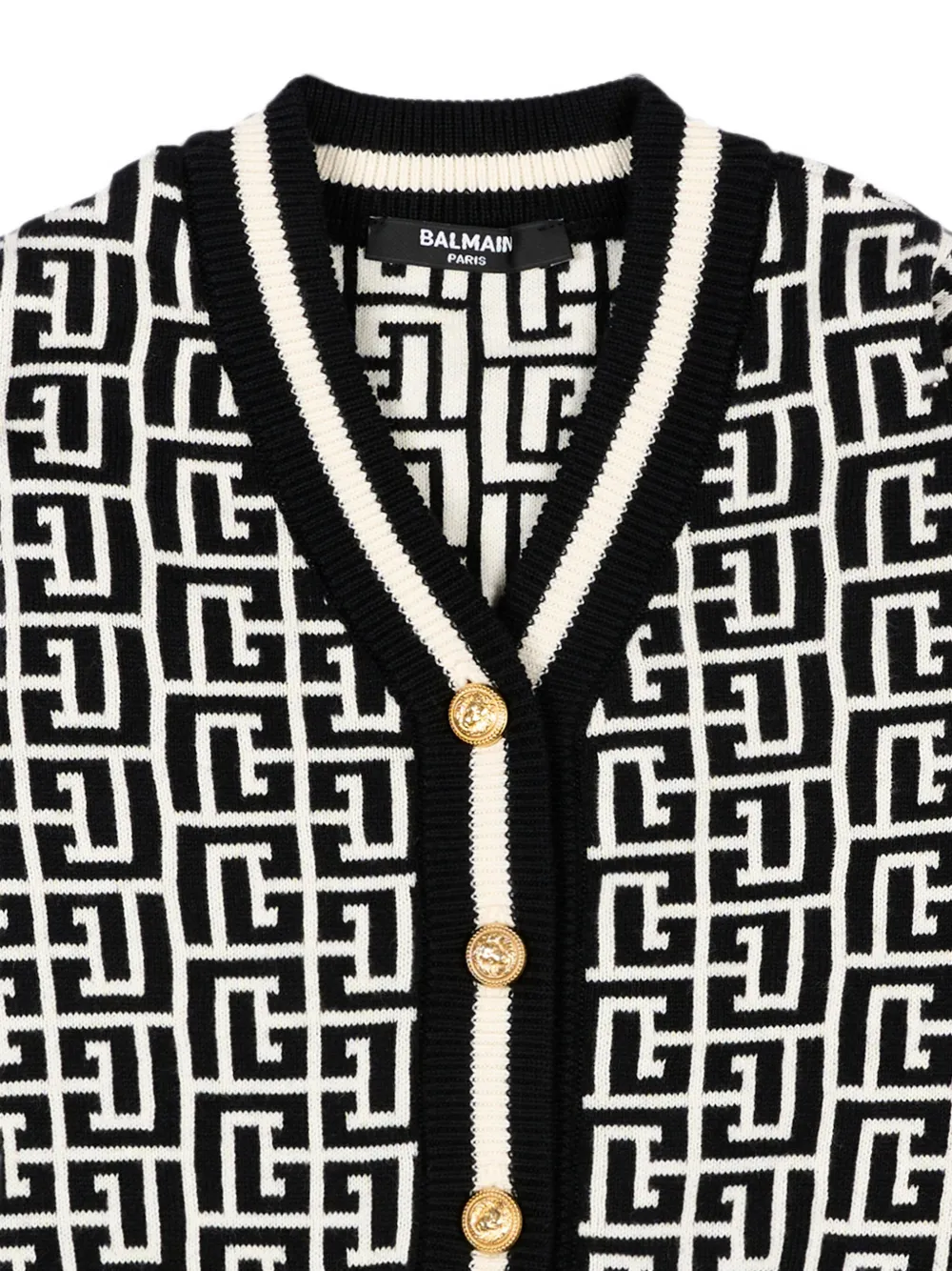 Balmain Kids Button-up vest met logo-patroon Zwart