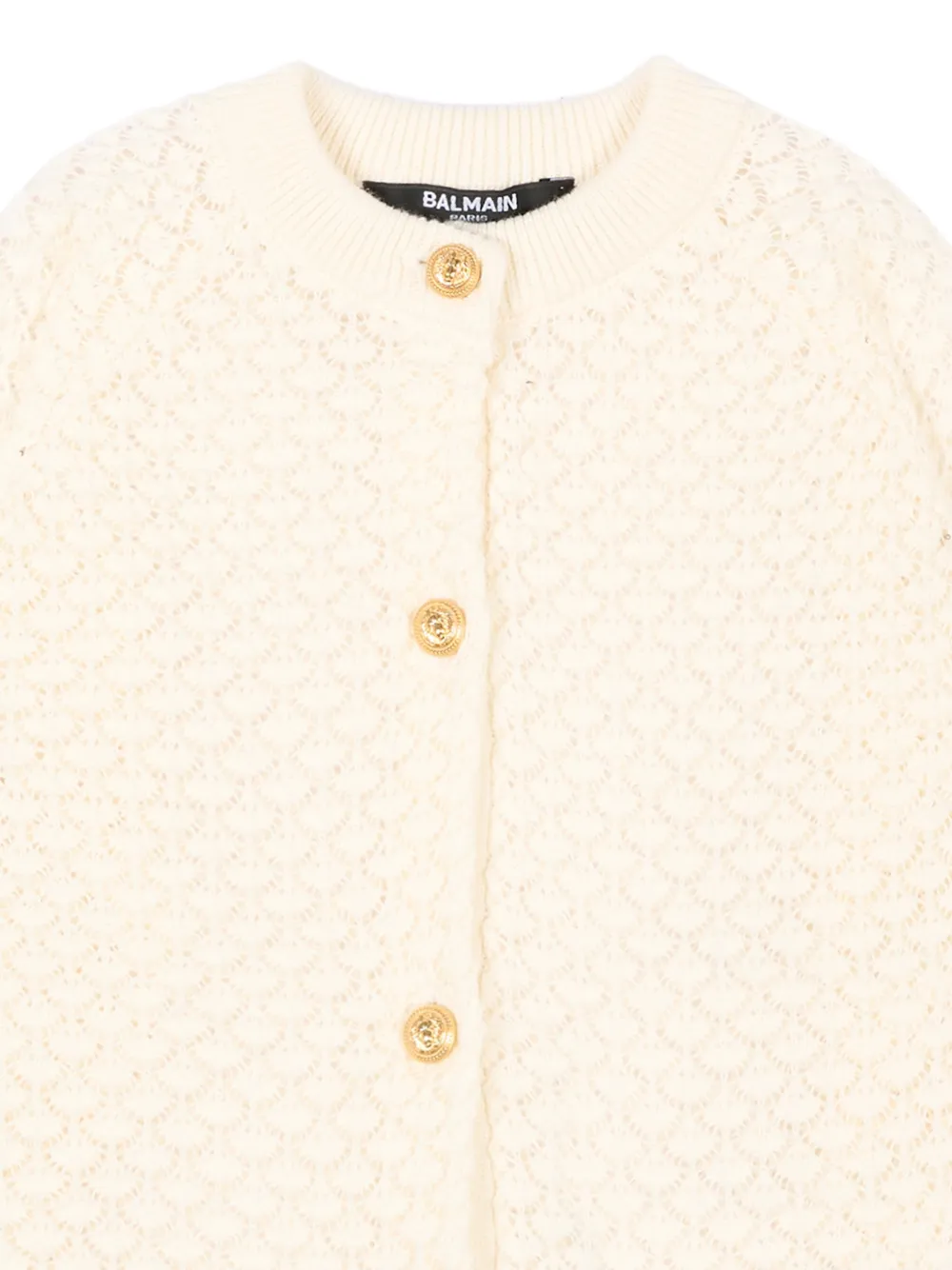 Balmain Kids Pointelle gebreid vest met knopen Beige