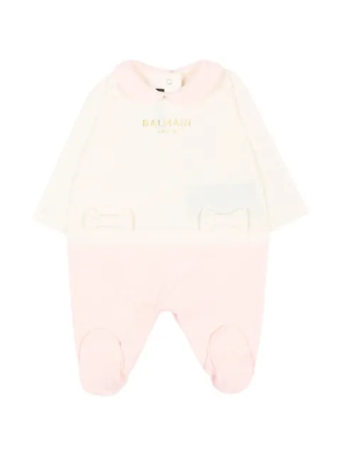 Balmain Kids 보우 디테일 로고 프린트 베이비그로우 세트